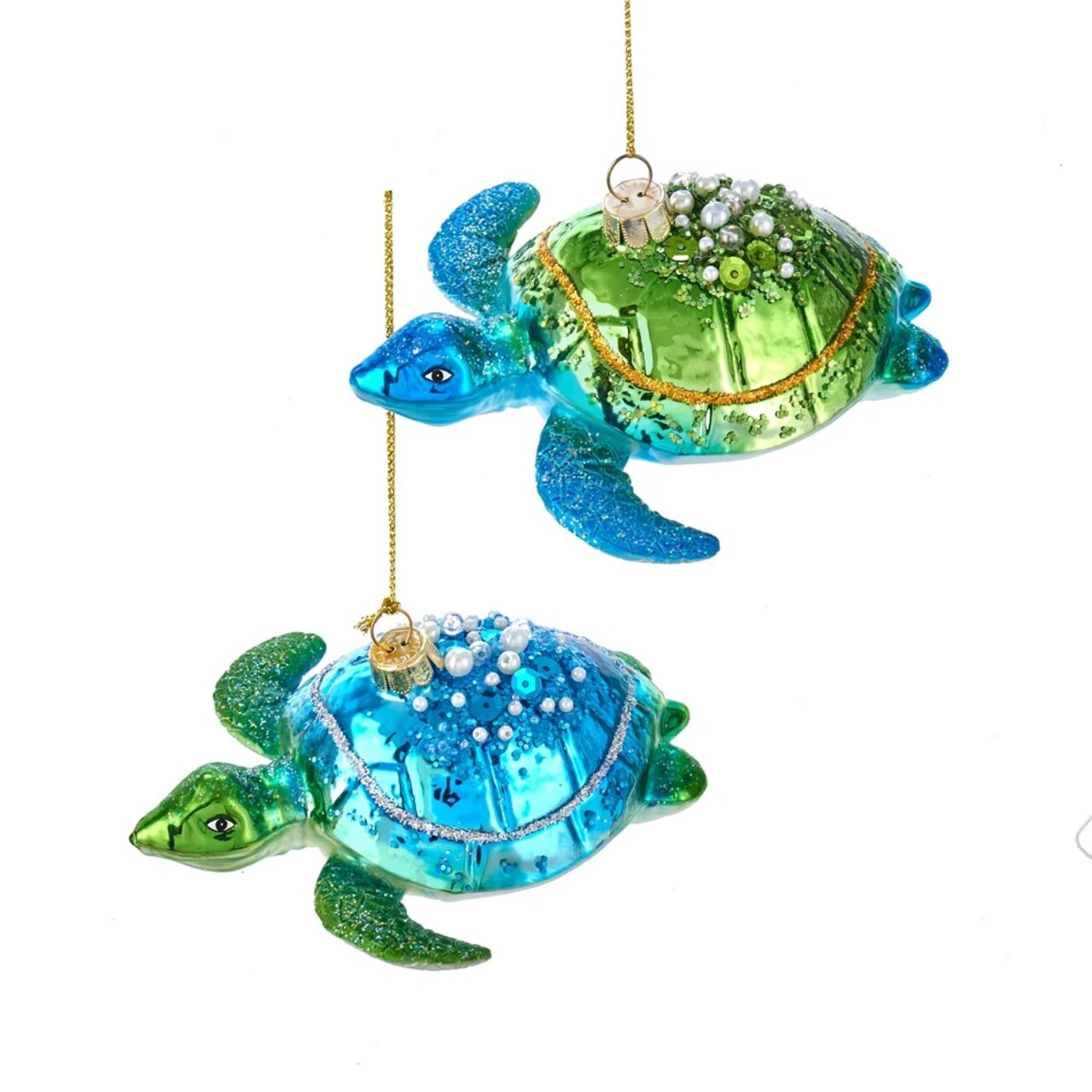 KSA Pack of 6 Blue and Green Sea Turtles Christmas Ornaments 5"